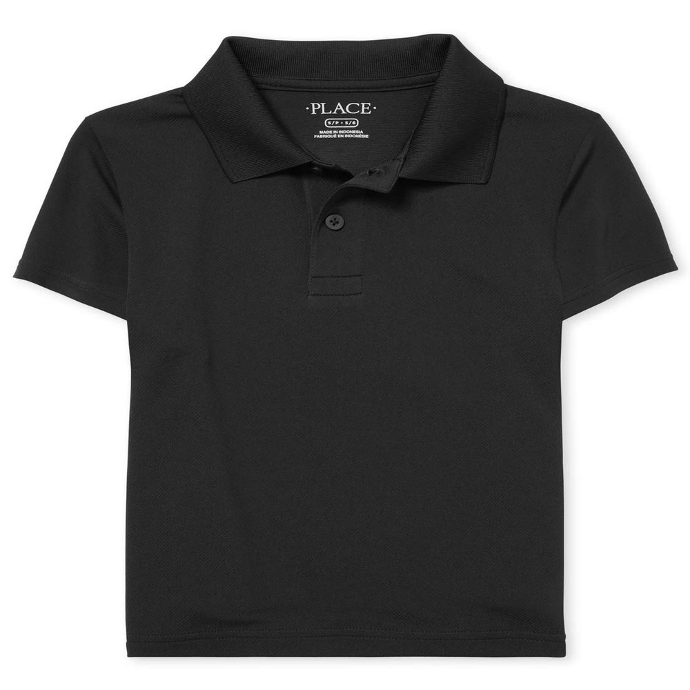 The Children's Place Boys' Uniform Performance Polo, Black, L (10/12)