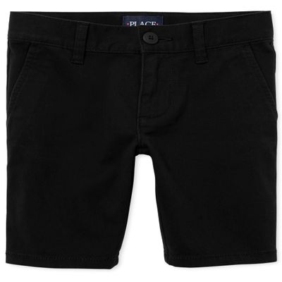 The Children's Place girls Uniform Chino Shorts, Black, 18 US