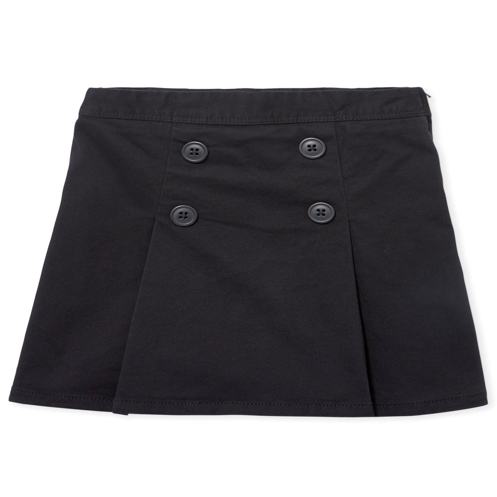 The Children's Place girls Uniform Button Skort, Black, 6X-7X US