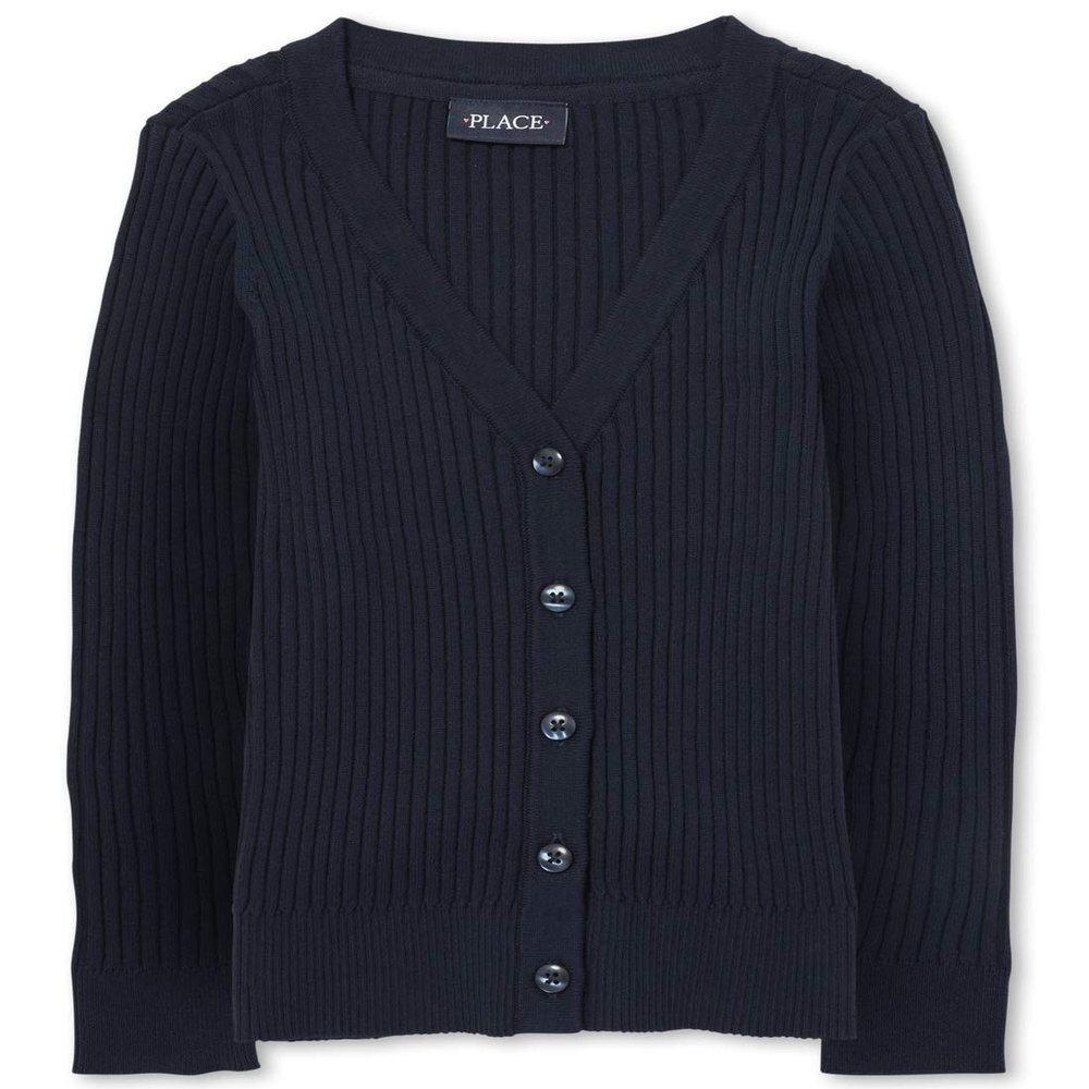 The Children's Place girls Uniform Ribbed Boyfriend Cardigan Sweater, Tidal, 4T US