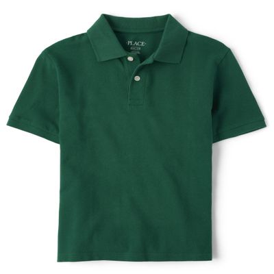 The Children's Place Boys Short Sleeve Pique Polo Shirt, Spruce Green Single, XX-Large Husky