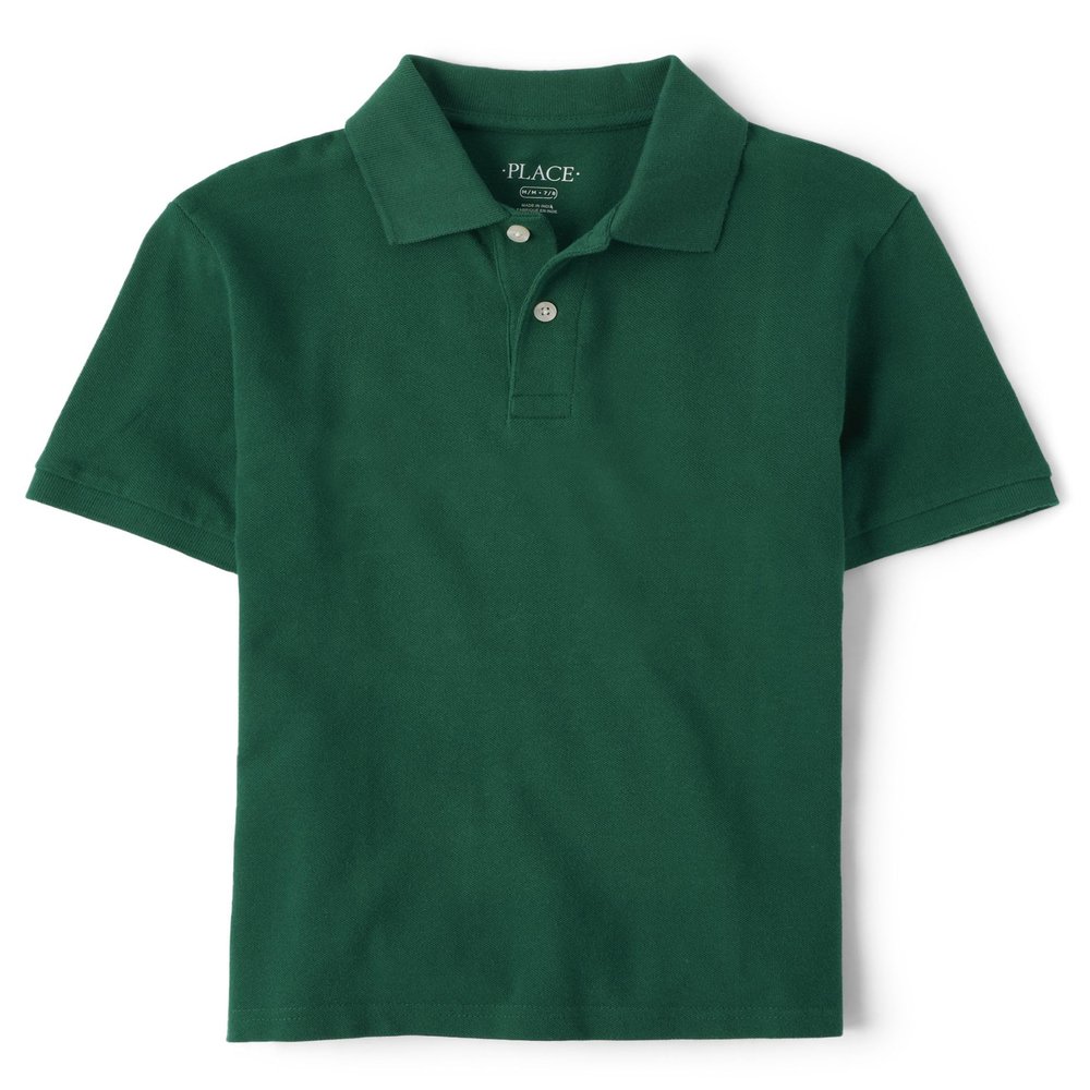 The Children's Place Boys Short Sleeve Pique Polo Shirt, Spruce Green Single, XX-Large Husky