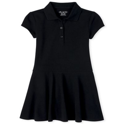 The Children's Place Girls' Uniform Pique Polo Dress Black XL (14)