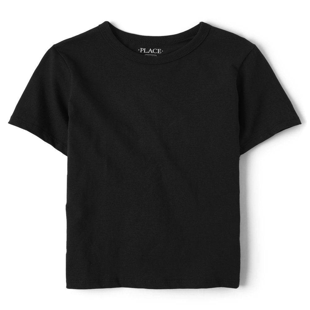 The Children's Place boys Uniform Basic Layering Tee T Shirt, Black, Small US