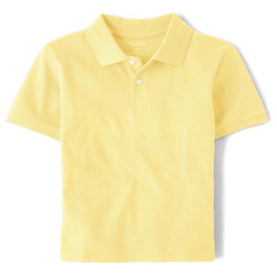 The Children's Place Boys' Uniform Pique Polo, New Yellow, XXL (16 husky)