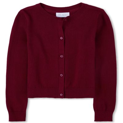 The Children's Place Girls' Uniform Cardigan Rubine XL (14)