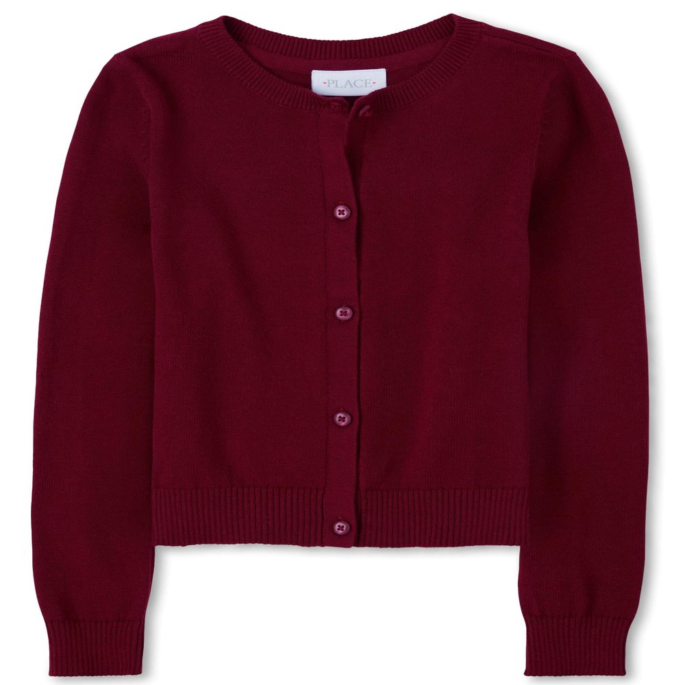 The Children's Place Girls' Uniform Cardigan Rubine XL (14)
