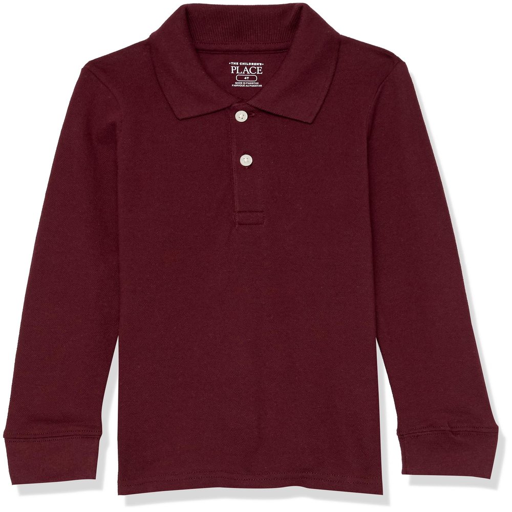 The Children's Place boys Long Sleeve Polo Shirt, Redwood, 2T US