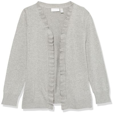 The Children's Place Girls' Uniform Ruffle Open Front Cardigan H/T Smoke XXL (16)