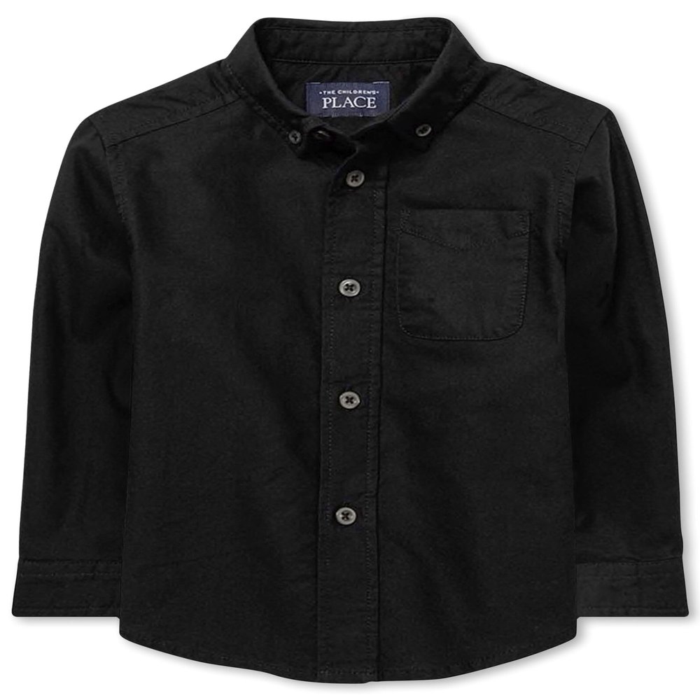 The Children's Place Baby Boys And Toddler Boys Long Sleeve Oxford Button Down Shirt,Black,5T