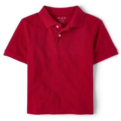 The Children's Place boys Uniform Pique Polo Shirt, Classicred, XL 14 husky