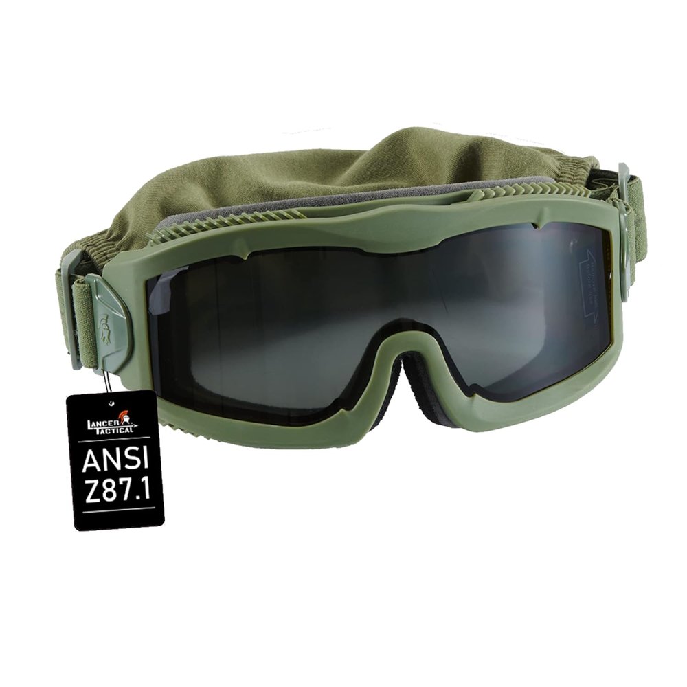 Lancer Tactical AERO 3mm Thick Lens Eye Protection Safety Goggle ANSI Z87 1 Rated Industry Standard w/Anti-Scratch Shield