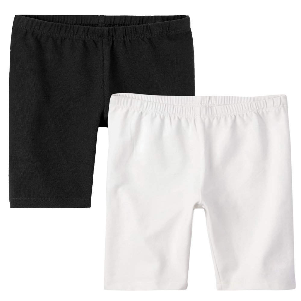 The Children's Place girls Mix and Match Bike Shorts Pants, Black/White 2 Pack, XX-Large US
