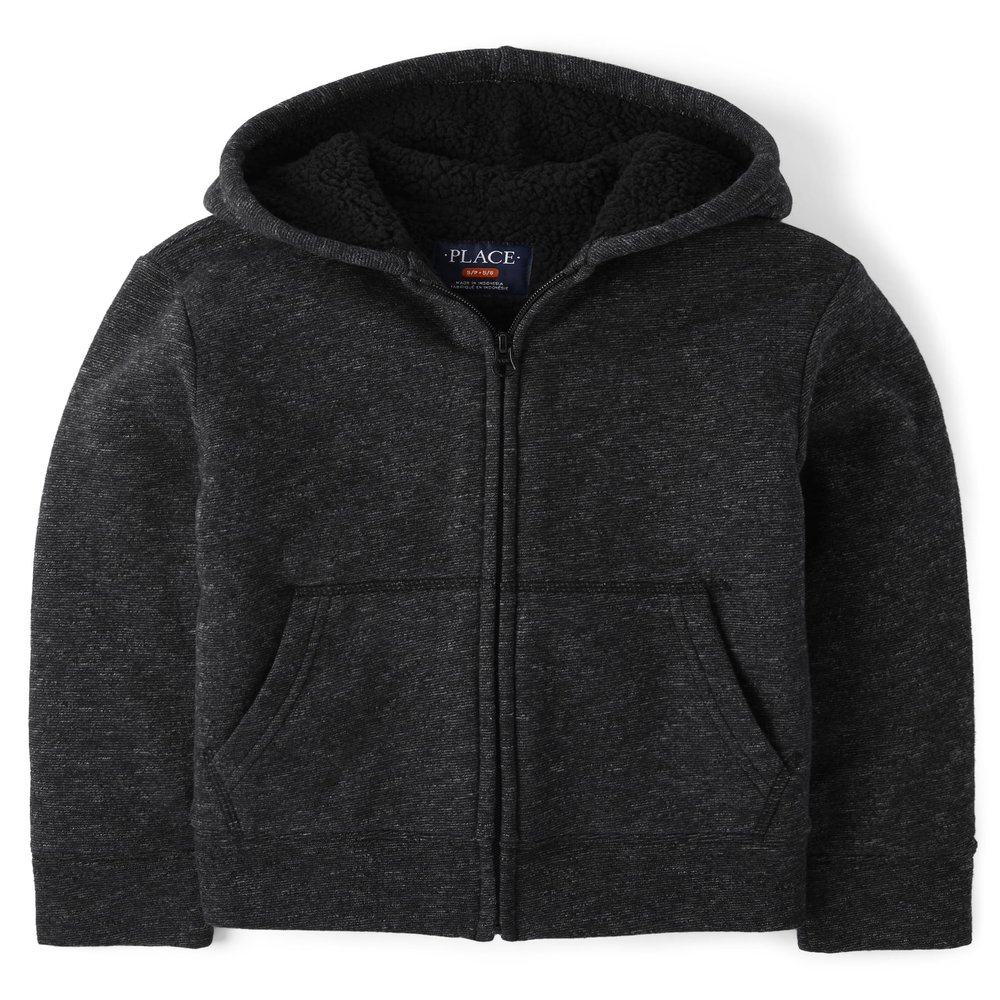 The Children's Place Boys' Uniform Zip Up Hoodie, Black, XS (4)