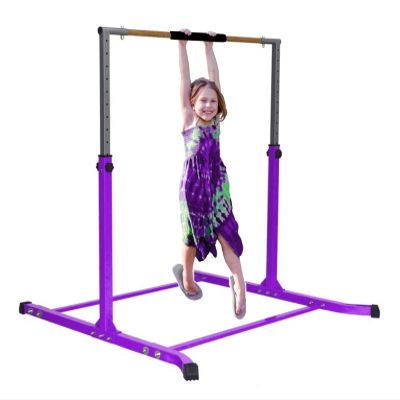Pro-Gymnastics Expandable Gymnastics Training Bar Horizontal Kip Bar Height Adjustable 3 to 5 FT Use HD Curved Legs Professional Junior Gymnastic Training Cushioned High Bar Asymmetric Bar (Purple)