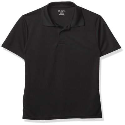 The Children's Place Boys' Uniform Performance Polo, Black, XXL (16 husky)