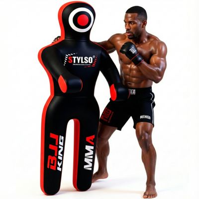 Un-Filled Grappling Dummy Wrestling Dummy Jiu Jitsu Dummy for BJJ MMA Judo Karate Training Adult Kids and Youth Practice Tackling Dummies (Black, 6ft / 72")