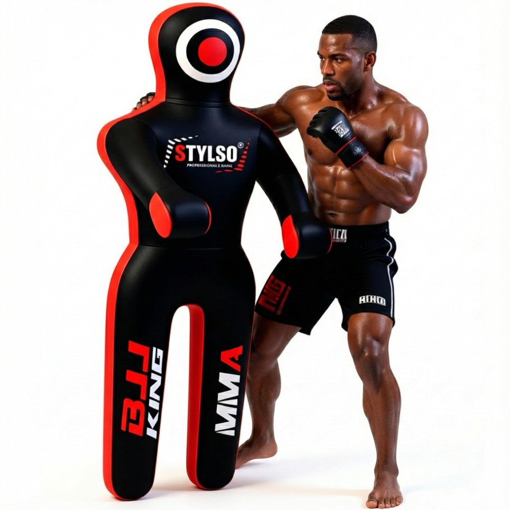Un-Filled Grappling Dummy Wrestling Dummy Jiu Jitsu Dummy for BJJ MMA Judo Karate Training Adult Kids and Youth Practice Tackling Dummies (Black, 6ft / 72")