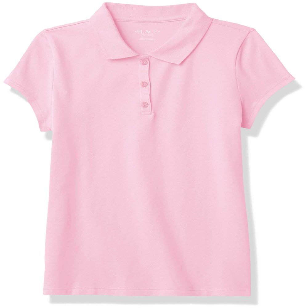 The Children's Place girls Uniform Pique Polo Shirt, Sparkle Pink, 14 US