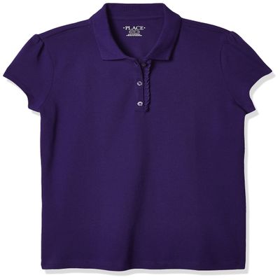 The Children's Place girls Uniform Ruffle Pique Polo Shirt, Regal Violet, XXL 16 US