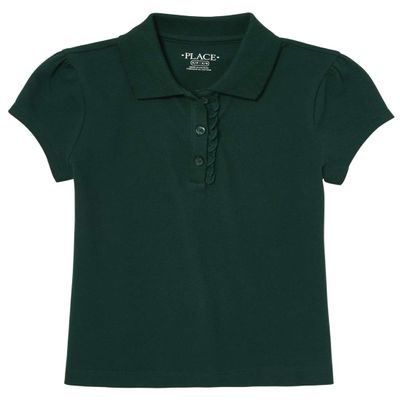 The Children's Place girls Uniform Ruffle Pique Polo Shirt, Spruceshad, X-Large US