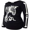 GINKANA Maternity Shirts Glow in The Dark Skeleton Halloween Shirt Pregnant Long Sleeve T-Shirt,L view 1