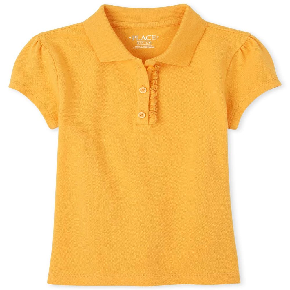 The Children's Place girls Uniform Ruffle Pique Polo Shirt, Yellow Pencil, M 7 8 US