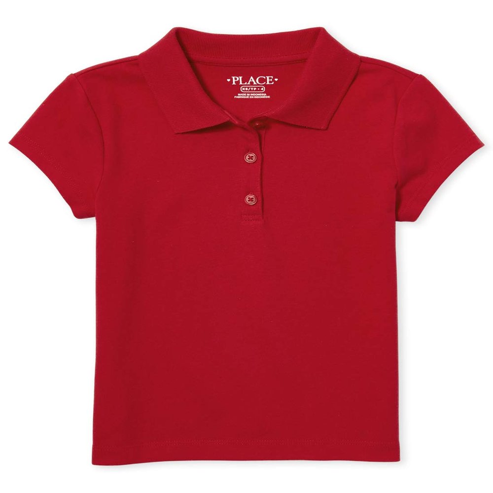 The Children's Place girls Uniform Soft Jersey Polo Shirt, Ruby, XXL 16 US