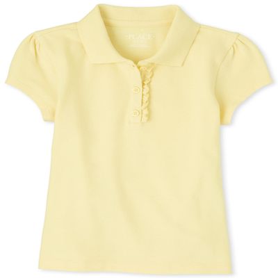 The Children's Place girls Uniform Ruffle Pique Polo Shirt, Pale Sun, X-Large US