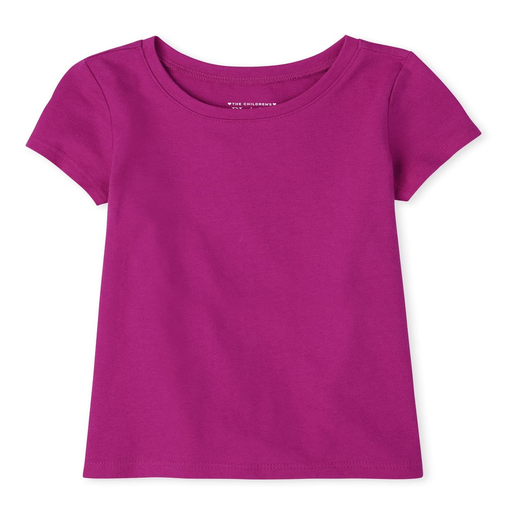 The Children's Place Baby Toddler Girls Short Sleeve Basic Layering T-Shirt, Aurora Pink Single, 6-9 Months