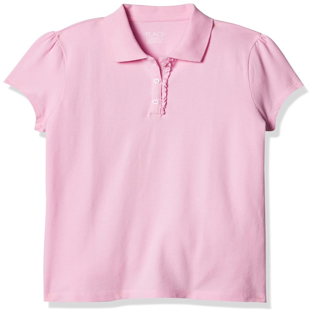 The Children's Place girls Uniform Ruffle Pique Polo Shirt, Sparklpink, X-Small US