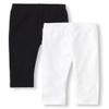 The Children's Place Baby Girls and Toddler Capri Leggings Pants, Black/White 2 Pack, 5T US view 1