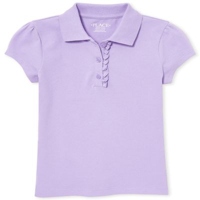 The Children's Place girls Uniform Ruffle Pique Polo Shirt, Purple Prose, X-Large US