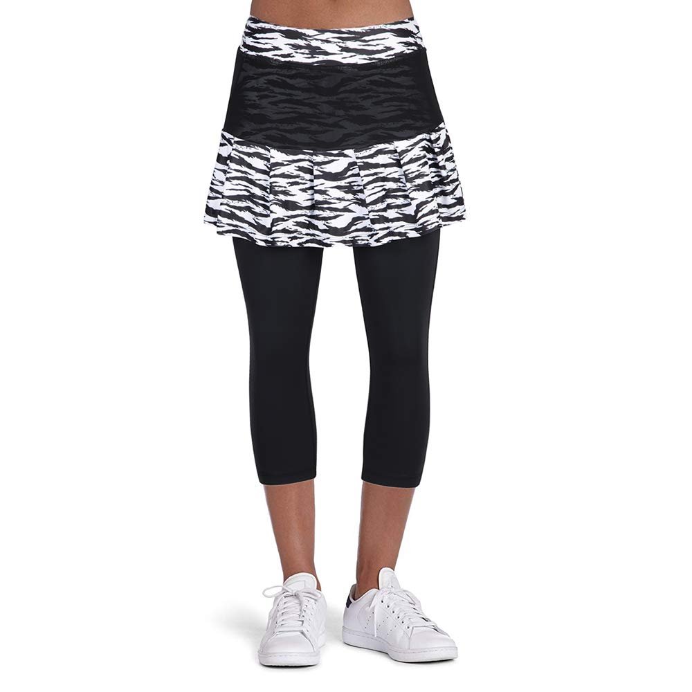 ANIVIVO Skirted Legging for Women,Skirted Capri Leggings Tennis Pants& Tennis Capri Skirted Leggings Tennis Clothing Legging with Skorts(Zebra Skirts,2XL)