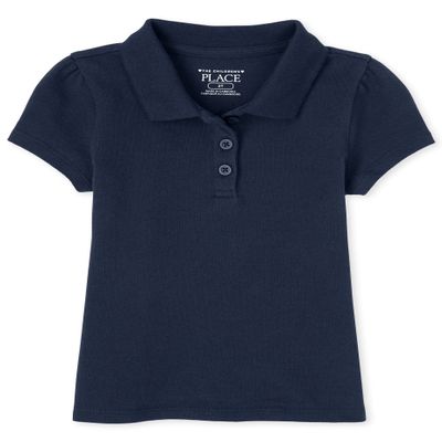 The Children's Place Baby Girls and Toddler Girls Short Sleeve Pique Polo, Tidal, 4T