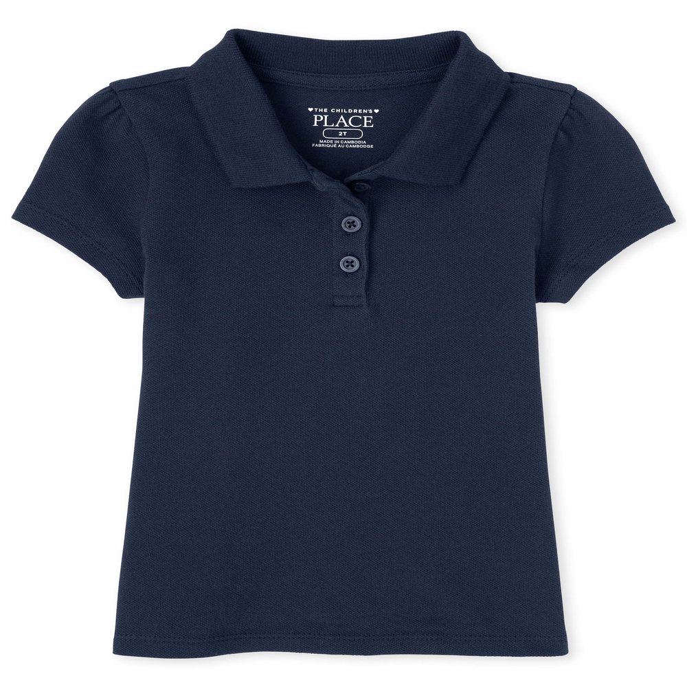 The Children's Place Baby Girls and Toddler Girls Short Sleeve Pique Polo, Tidal, 4T