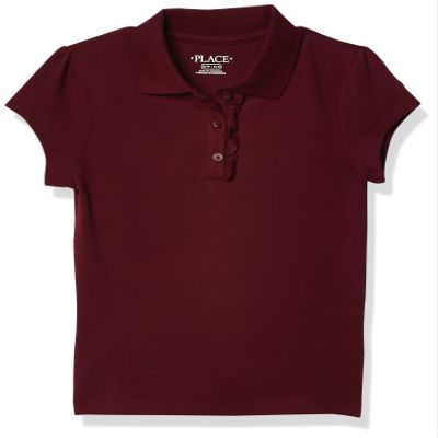 The Children's Place Girls Short Sleeve Pique Polo Shirt, Red, Large Plus