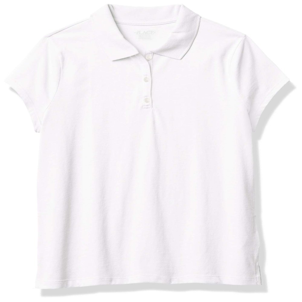 The Children's Place girls Uniform Soft Jersey Polo Shirt, White, L 10-12 plus