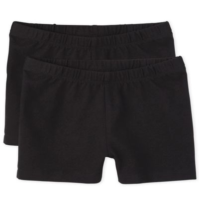 The Children's Place girls Basic Cartwheel Short Leggings, Black 2 Pack, Large US