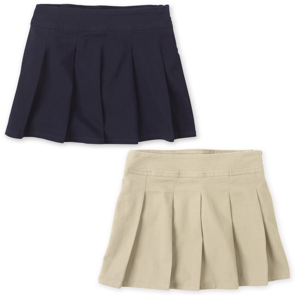 The Children's Place girls Pleated Skort, Sandy/Tidal 2 Pack, 16 US