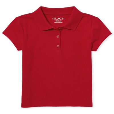 The Children's Place girls Uniform Soft Jersey Polo Shirt, Ruby, L 10 12 US