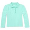 The Children's Place Girls' Uniform Long Sleeve Ruffle Pique Polo, Seafrost Single, X-Large view 1