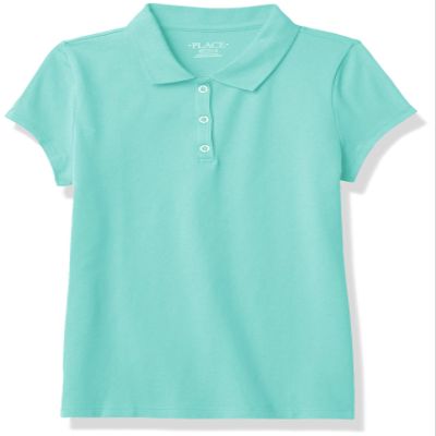 The Children's Place girls Uniform Ruffle Pique Polo Shirt, Seafrost, XL 14 plus