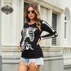 GINKANA Maternity Shirts Glow in The Dark Skeleton Halloween Shirt Pregnant Long Sleeve T-Shirt,M view 3
