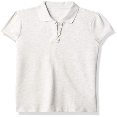 The Children's Place baby girls Uniform Ruffle Pique Polo Shirt, Lunar Gray Single, 10-12 Plus