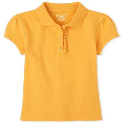 The Children's Place girls Uniform Ruffle Pique Polo Shirt, Yellow Pencil, X-Large US