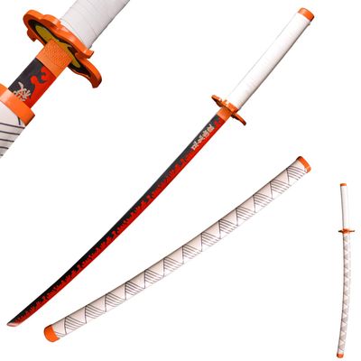 Sword fort Handmade Katana Anime Cosplay Sword, Stainless Steel Demon Sword Real Metal- Rengoku Kyoujurou