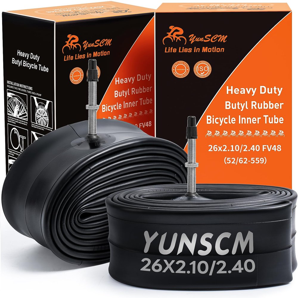 2-PCS 26" Heavy Duty Bike Tubes 26X2.10/2.40 FV48mm Presta Valve (52/62-559) Bicycle Tubes Compatible with 26X2.10 26 X 2.125 26X2.20 26X2.25 26X2.30 26x2.35 26X2.40 Bike Bicycle Tire Tubes