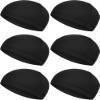 Geyoga 6 Pieces Cooling Skull Cap Helmet Hard Hat Liner Sweat Wicking Cap Running Hats for Cycling Do Rag Men Women(Grey, Black,L)
