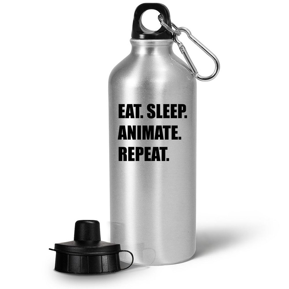 Art by Chelsydale Animator - Eat Sleep Animate Repeat Water Bottle Tumbler Reusable Portable Drinkware - 2D 3D Computer Office Work Animation Grad Student Funny Cute Gag Appreciation Idea